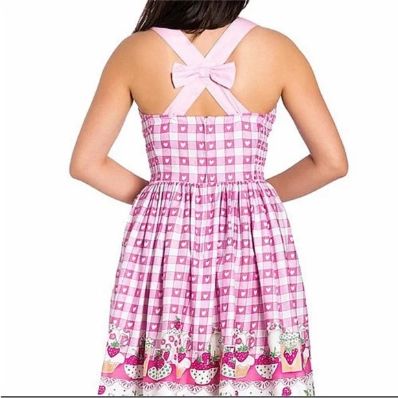 Hell Bunny Pink Gingham Strawberry Shortcake Dress size small - Picture 2 of 10